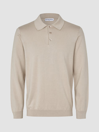 Everyday Knit Long Sleeve Polo Birchwood