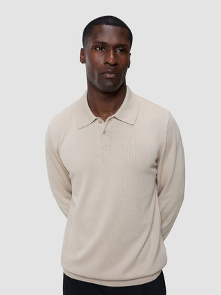 Everyday Knit Long Sleeve Polo Birchwood