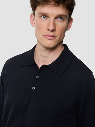 Everyday Knit Long Sleeve Polo Black
