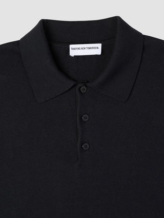 Everyday Knit Long Sleeve Polo Black