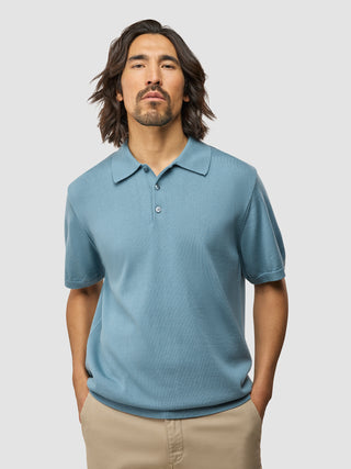 Everyday Knit Short Sleeve Polo Blue Mirage