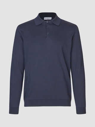 Everyday Knit Long Sleeve Polo Navy
