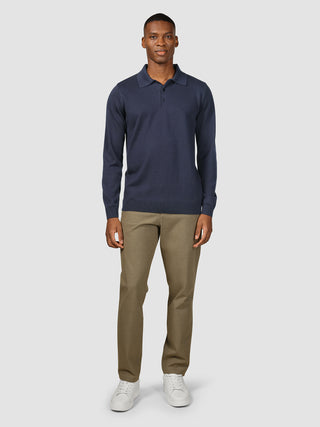 Everyday Knit Long Sleeve Polo Navy