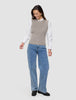 Women's Fine Knit Rib Vest Dark Sand