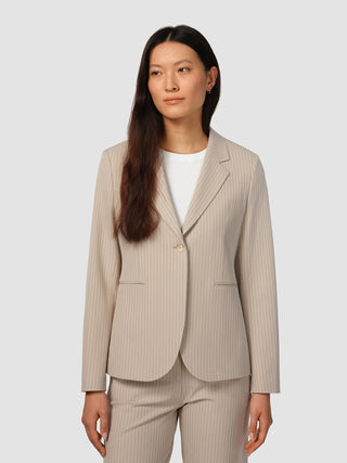 Essential Suit Island Sand Pinstripe Fitted Blazer & Straight Pants