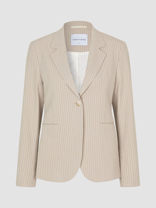 Essential Suit Island Sand Pinstripe Fitted Blazer & Straight Pants