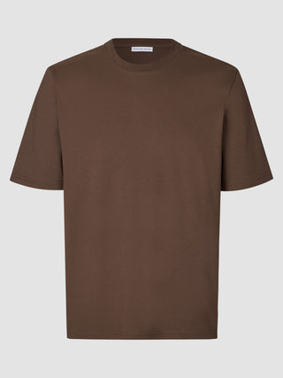 Heavy Box Fit T-shirt i farven Saddle Brown med afslappet pasform.
