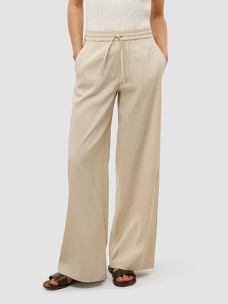 Women's Linen Pants Relaxed Sandy Beige