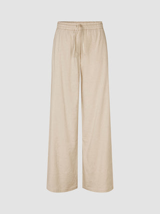 Women's Linen Pants Relaxed Sandy Beige