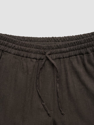 Linen Set Espresso Short Sleeved Shirt & Relaxed Pants
