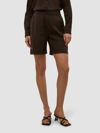 Linen Set Espresso Long Sleeved Shirt & Relaxed Shorts