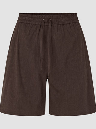Linen Set Espresso Long Sleeved Shirt & Relaxed Shorts