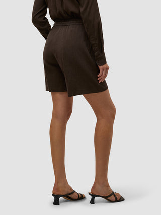 Linen Set Espresso Long Sleeved Shirt & Relaxed Shorts