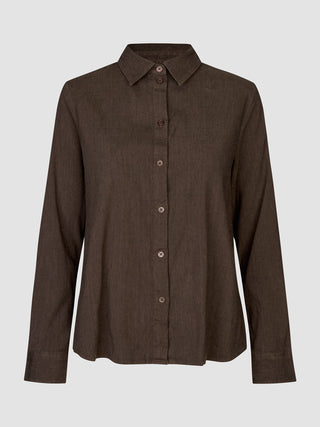 Linen Set Espresso Long Sleeved Shirt & Relaxed Shorts