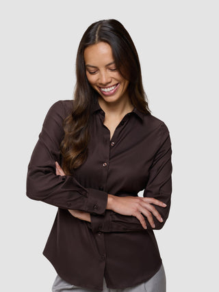 Women's Oxford Shirt Espresso Slim