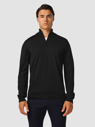 Premium Merino Half Zip Black