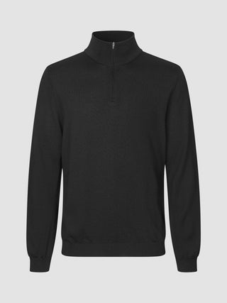 Premium Merino Half Zip Black