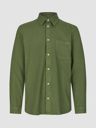 Refined Linen Long Sleeve Shirt Clover Green