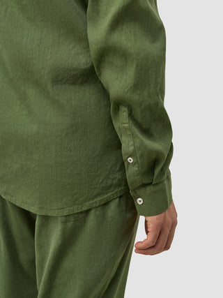 Refined Linen Long Sleeve Shirt Clover Green