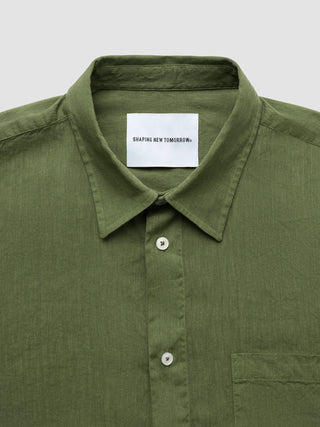 Refined Linen Long Sleeve Shirt Clover Green