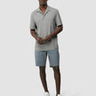 Refined Linen Bowling Short Sleeve Shirt Stone Grey