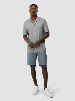 Refined Linen Bowling Short Sleeve Shirt Stone Grey