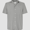 Refined Linen Bowling Short Sleeve Shirt Stone Grey