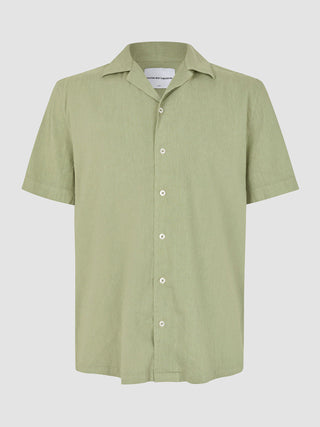 Refined Linen Bowling Short Sleeve Shirt Tea