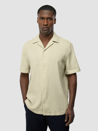 Refined Linen Bowling Short Sleeve Shirt Soft Sand