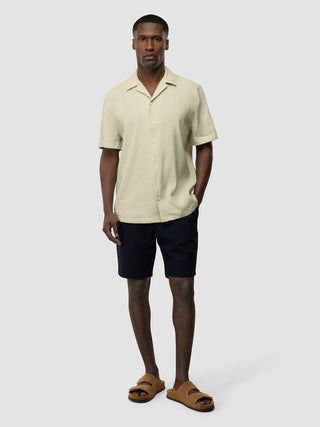 Refined Linen Bowling Short Sleeve Shirt Soft Sand