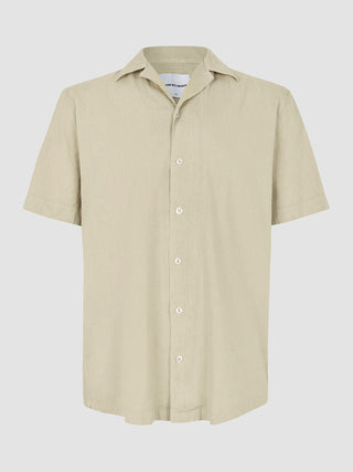 Refined Linen Bowling Short Sleeve Shirt Soft Sand