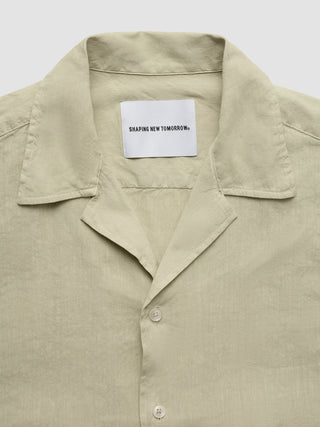 Refined Linen Bowling Short Sleeve Shirt Soft Sand