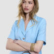 skye set blue haze short sleeved blazer shorts