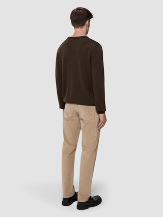 Seamless Premium Merino Knit Crewneck Saddle Brown
