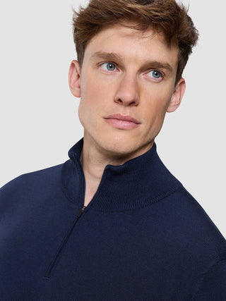 Seamless Premium Merino Knit Half Zip Dark Navy