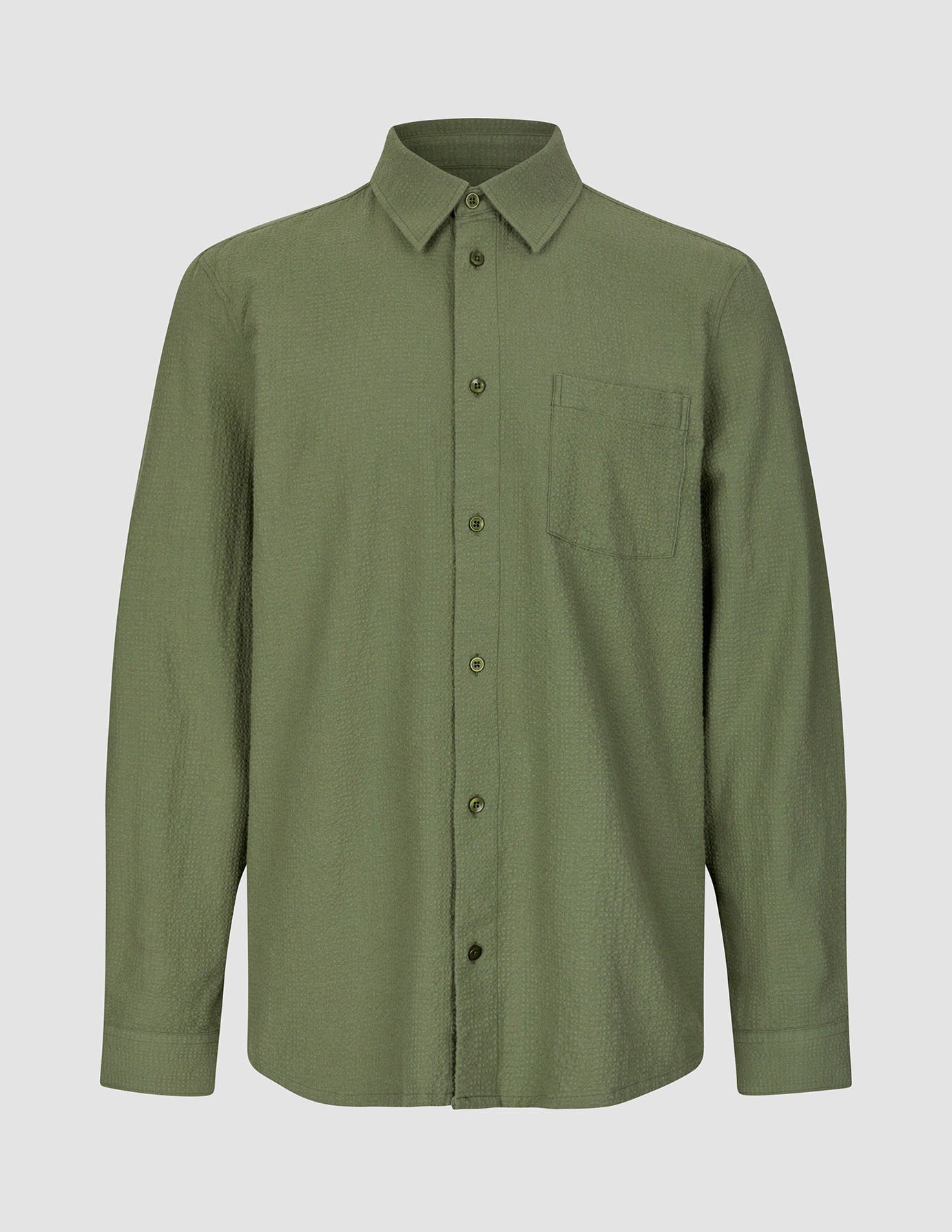 Seersucker Casual Shirt Clover Green