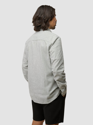 Seersucker Casual Shirt Green Stripes