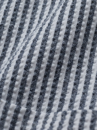 Seersucker Casual Shirt Navy Stripes