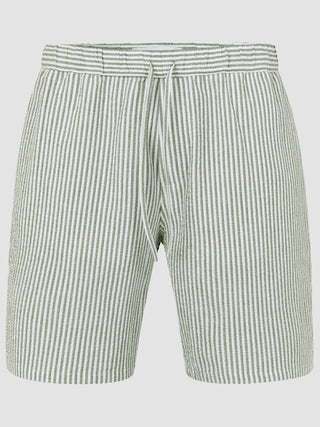 Seersucker Shorts Green Stripes