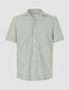 Seersucker Short Sleeve Shirt Green Stripes