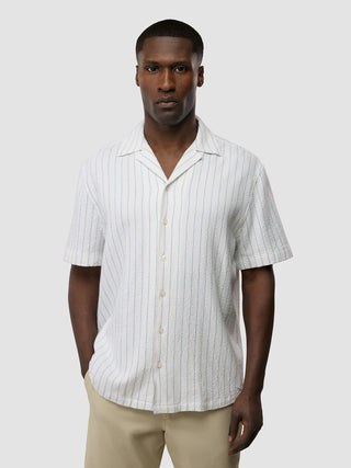 Seersucker Short Sleeve Shirt Blue Stripes