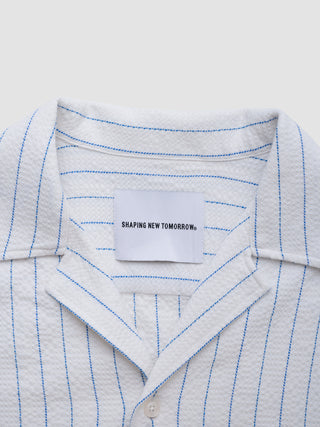 Seersucker Short Sleeve Shirt Blue Stripes