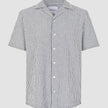 Seersucker Short Sleeve Shirt Navy Stripes