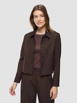 Serene Set Chocolate Herringbone Short Jacket Pants