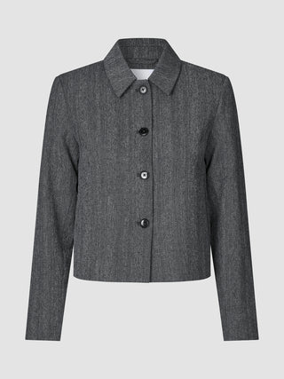 Serene Set Grey Herringbone Short Jacket Short Skirt