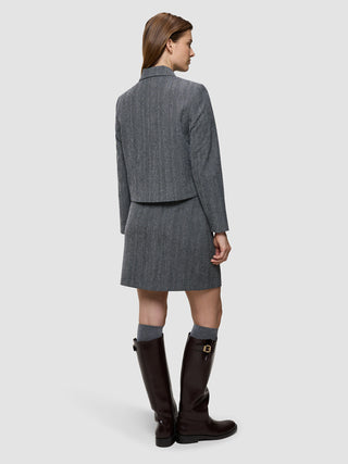 Serene Set Grey Herringbone Short Jacket Short Skirt