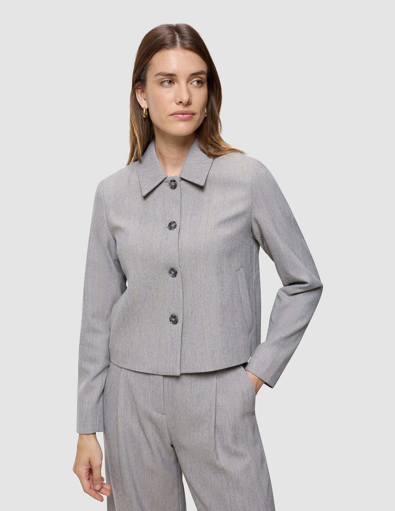 Serene Set Tapestry Herringbone Short Jacket Pants
