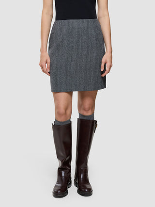 Serene Set Grey Herringbone Short Jacket Short Skirt