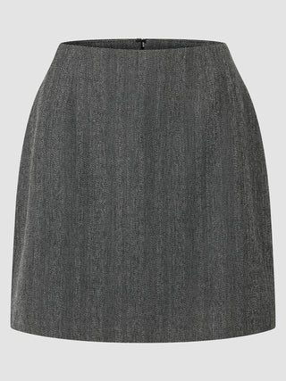 Serene Set Grey Herringbone Short Jacket Short Skirt