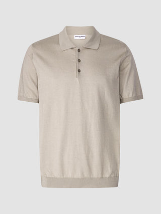 Silk / Cotton Short Sleeve Polo Light Grey